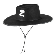 Čiapka Zorro, čierna s gumičkou a bielym písmenom Z