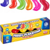 Astra POSTER PAINTS 12 farieb x 20ml v téglikoch, ŠTANDARDNÁ KRABIČKA