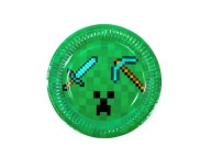 GREEN Pixel narodeninové taniere - 18 cm - 6 ks