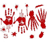 HALLOWEENSKÉ DEKORÁCIE KREVNÉ STOPY RUKY KRVA ČERVENÁ STRAŠIVÉ NÁLEPKY GODAN