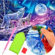 VLKY DIAMANTOVÁ VÝŠIVKA 40x30cm 5D OBRAZOVÁ MOZAIKA 00