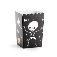 Halloweenske krabičky na popcorn BOO! kostra 6 ks