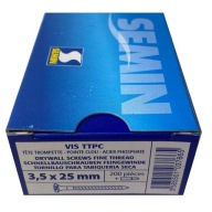 Skrutky do plechu bez vrtáku do sadrokartónu, kartón, 3,5x25mm SEMIN, balené 200 ks.