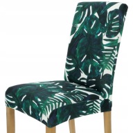 POTAH NA STOLIČKU MONSTERA, ZELENÉ PALMOVÉ LISTY, PRUŽNÉ VZORY