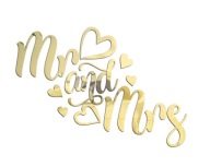 Nálepka na stenu zrkadlo SVADOBNÉ ZLATÉ Mr&Mrs N22