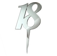 Číslo 18 Pokrývač na narodeninovú tortu 10cm strieborné plexi
