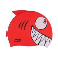 Detská silikónová plavecká čiapka Aqua-Sport Junior Shark Red