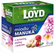 Bylinný ovocný čaj Manuka Med Brusnica Malina Zázvor 20 T. LOYD