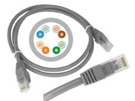 Kábel Patchcord UTP cat.5E, 0,25 m, šedý