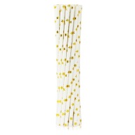 Papierové slamky Gold Shiny Stars 12 ks