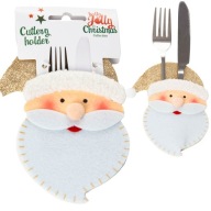 VIANOČNÉ VRECKO NÁDOBA NA PRÍBORY PLST SANTA 11,5X15 CM