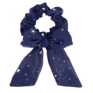 HAIR GUMBER SCRUNCHIE STARS BOWN NAVY BLUE