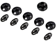 Prišité kovové patentky 12mm / 6 sád, ČIERNA