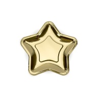 Papierové taniere STAR, zlaté, chrómové, 6. narodeniny
