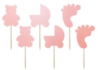 Ružové Pikers na krstnú tortu Baby Shower