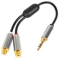 AUX JACK ADAPTÉR 2 RCA CINCH PREMIUM zásuvky 15cm