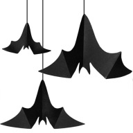 PAPIEROVÉ OZDOBY ZÁSAJNÉ NETOPIE ČIERNE PRÍVESKY HALLOWEEN NARODENINY