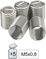 ZÁVITOVÁ PRUŽINA SADA M 5x0,8 mm 5 ks