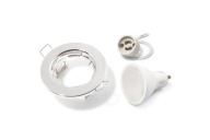 SADA PEVNÝCH HALOGENOVÝCH SVETLOCH CHROM + LED ŽIAROVKA 1,5W + GU10 4500K