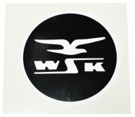 Nálepka WSK 125 na nádrž s bielym logom vtáka