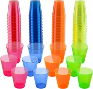 Plastové poháre na vodku, alkohol, Colorful, 20 ks opakovane použiteľných
