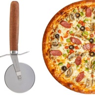 KOLIESKO NA PIZZU S DREVENOU RUKOVÄŤOU REZNÝ NÔŽ OCEĽOVÝ NÔŽ 19cm