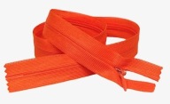 Pevný skrytý zips, oranžová, 55 cm