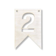 Drevená girlanda s vlajkou číslo 2 Prívesok s vlajkou Bunting Banner Eco Decor
