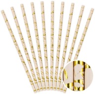 papierové slamky zlaté FLOWERS mramor SET 19,5 cm LUX