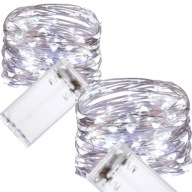LED LAMPY DRÔTOVÉ NA DEKORACIU GARLANDA NA BATÉRIU STUDENÁ BIELA ​​20 LED 2 ks