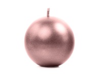 Rose Gold metalizovaná sviečka guľatá Rose Gold sviečka 6cm 1 ks