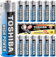 Alkalické batérie AA LR6 12 ks TOSHIBA 1,5V HIGH POWER +45%