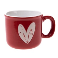 Keramický hrnček na espresso s červeným srdcom na Valentína
