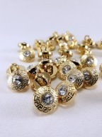 Plastový metalizovaný zlatý gombík s 13 mm kryštálom, 2 KS