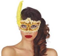 ZLATÁ BENÁTKA MASKA S PIEROVOU ČIPKOU KARNEVAL
