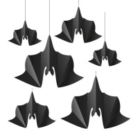 Halloweenske závesné dekorácie Čierne netopiere 6 ks