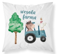 Bavlnená obliečka na vankúš 40x40 cm Detexpol traktor farmárske zvieratá bavlna