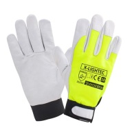 HI-VIS pracovné rukavice z kozej kože na suchý zips X-Lightec