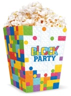 Boxy Stavebné kocky vedierko na POPCORN Snacks Sladkosti Birthday Party 6 ks.