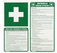 Štítok s návodom na obsluhu lekárničky, odolná PVC doska