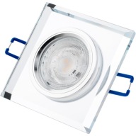 SKLENENÁ TVORBA MR16 GU10 ŠTVORCOVÁ PEVNÁ TRANSPARENTNOSŤ.