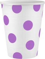 Levanduľové bodkované papierové poháre 250 ml 6 ks