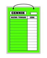 Zelený laminovaný nápis CENNÍK - A4