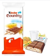 Kinder Country Bar Ferrero 23,5g čokoládová vata s pufovanou ryžou pre deti