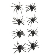 PLASTOVÉ PAVÚKY 8 ks. 6cm HALLOWEENSKÉ DEKORÁCIE