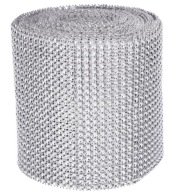 Stuha 9 m x 12 cm, šedá so strieborným zirkónom