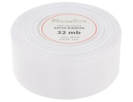 Ozdobná saténová stuha, svadobné hostie, 38mm, 32mb, biela