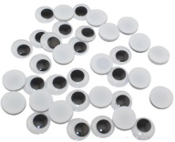 Oči pohyblivé očká na nalepenie na ručné práce, dekor 12mm, 30 ks