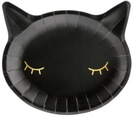 Papierové taniere Black CAT Halloween Birthday Party 22x20cm 6ks.