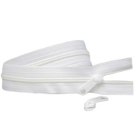 3mm páska na špirálový zips, BIELA ​​+ 2 zipsy, 1 meter